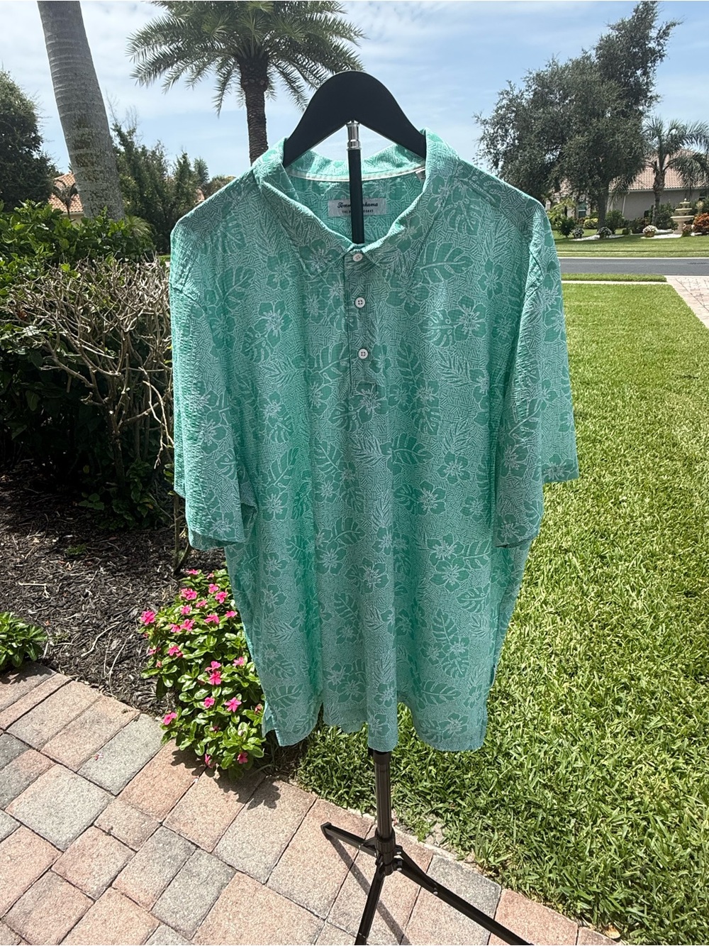 Tommy Bahama Seafoam Green Tropical Print Polo